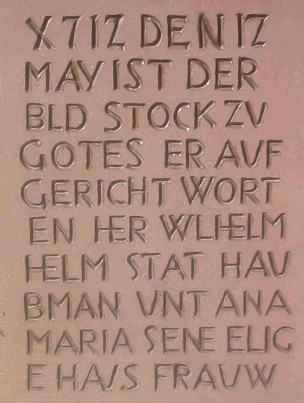 Lindenstrasse Inschrift