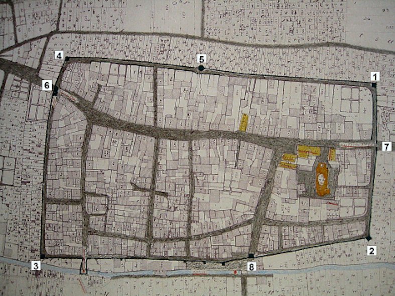 Stadtbefestigung Katasterplan mit Nummern