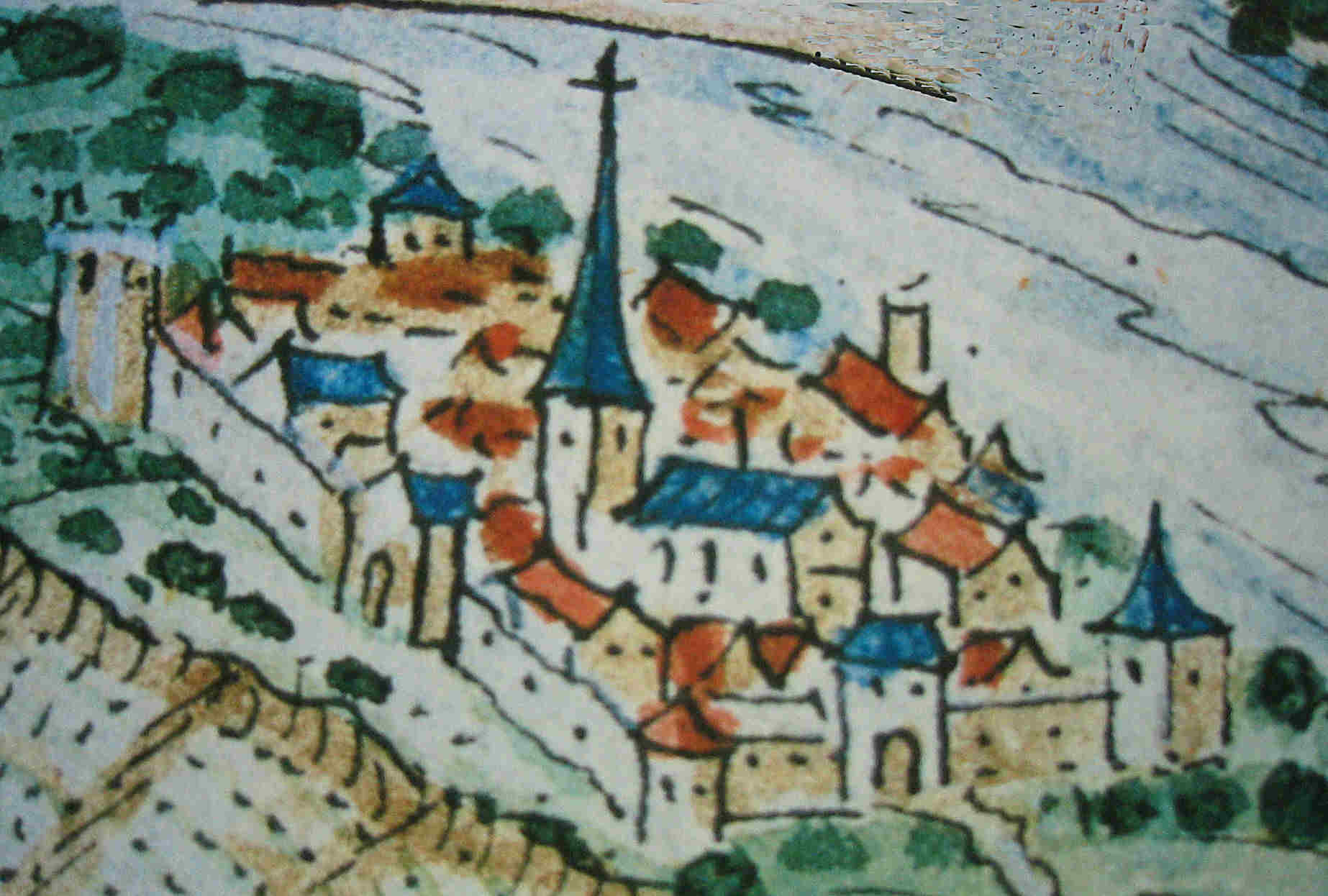 Stadtbefestigung Obernburg älteste Ansicht 1615
