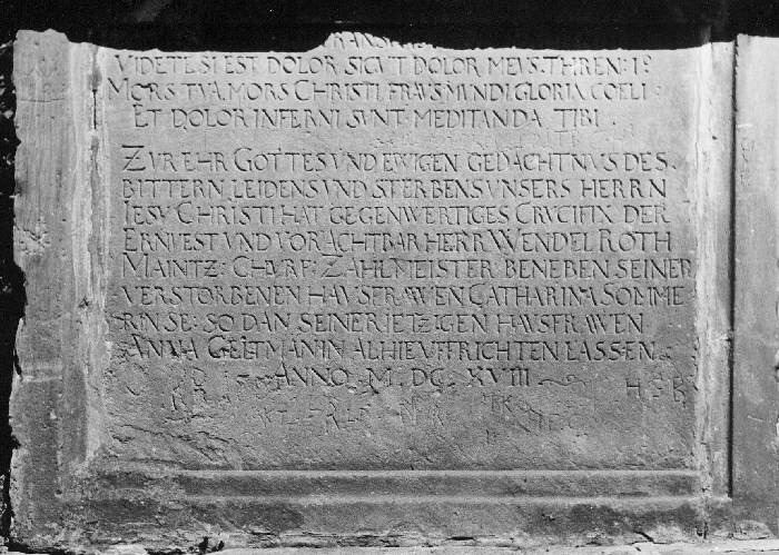 Kreuzgruppe Forsthaus Inschrift