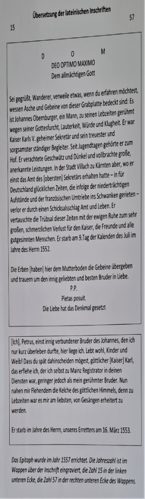 Übersetzung der lateinischen Inschriften