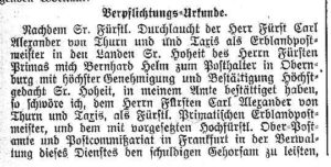 Post Verpflichtungsurkunde